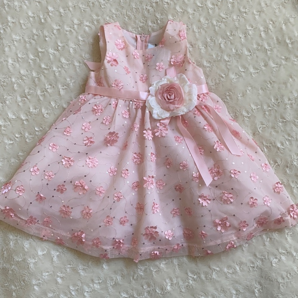 Rare Editions Flower Sequin Dress 12 month